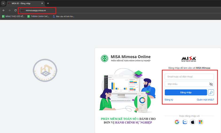 Đăng nhập phần mềm misa Online